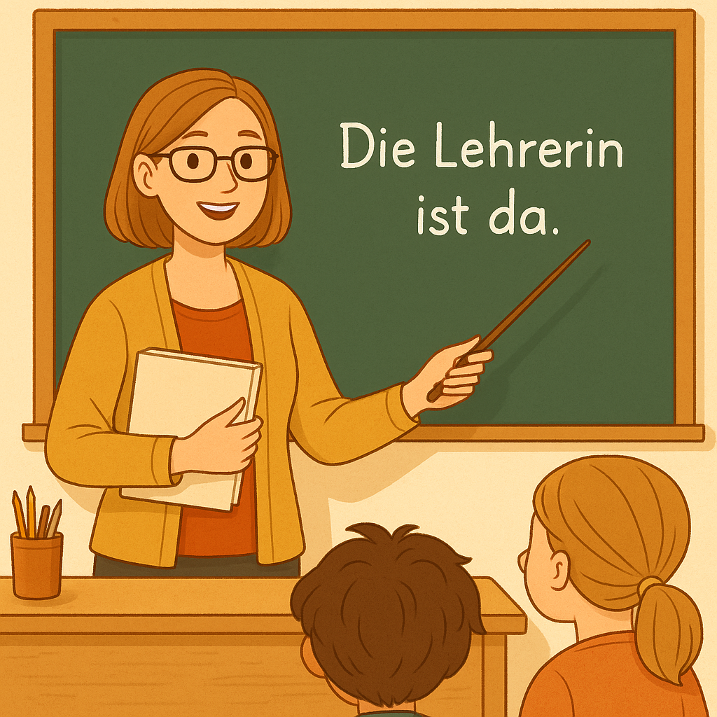 Die Lehrerin ist da