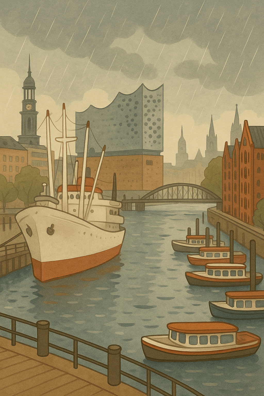 Hamburg ist eine große Stadt im Norden von Deutschland. Foto