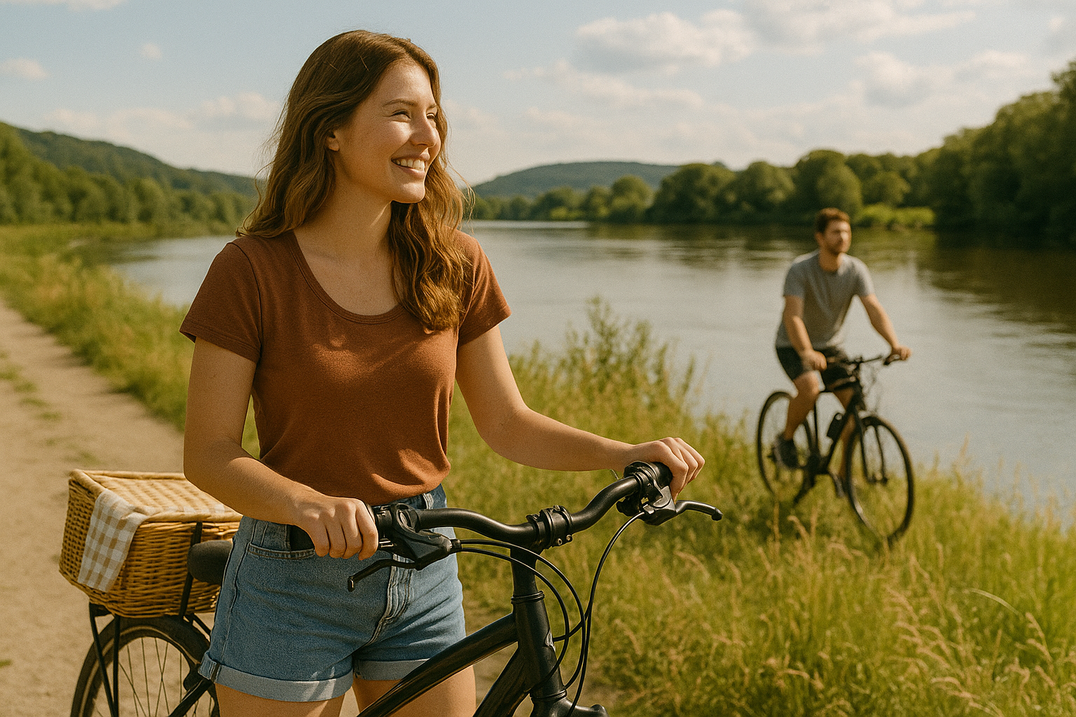 Ich habe ein Radtour am Fluss gemacht
 Foto