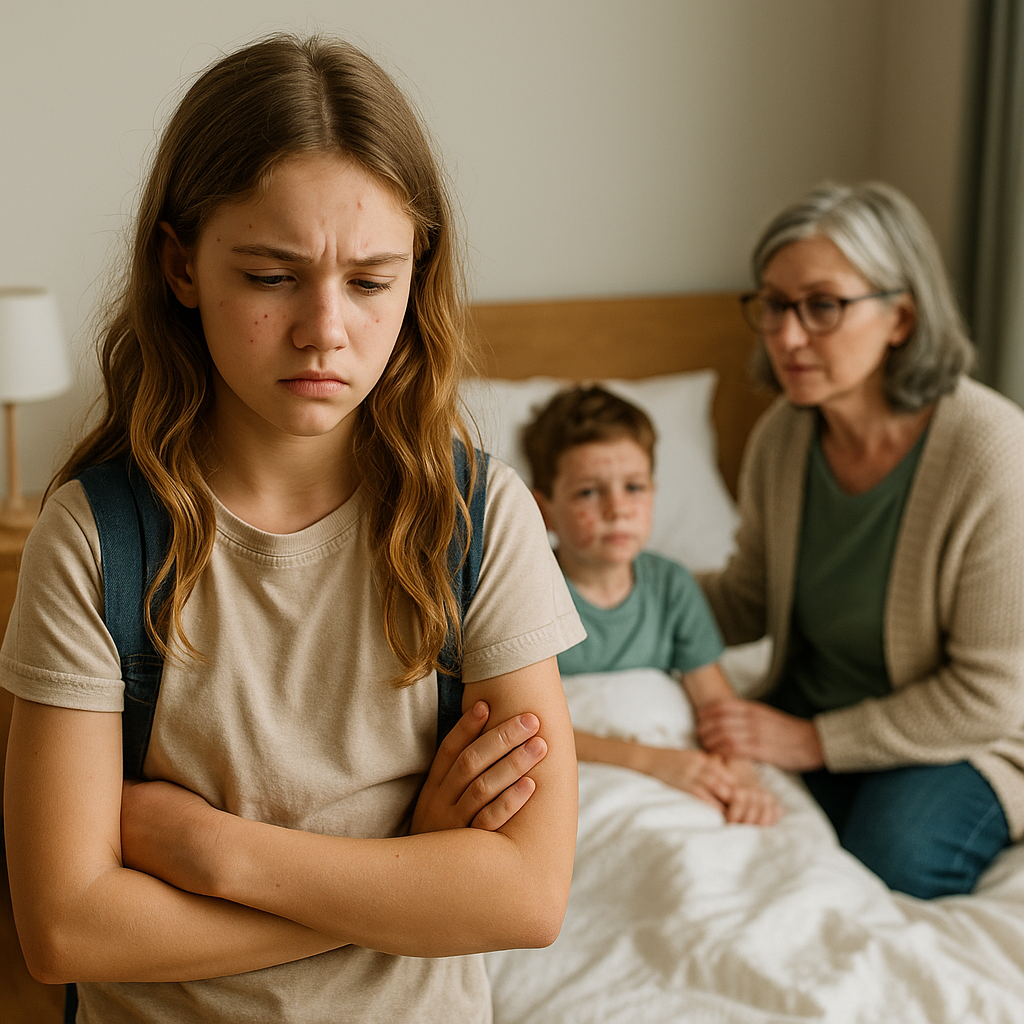 Mein kleiner Bruder hat Windpocken! Jetzt darf ich nicht zur Party Foto