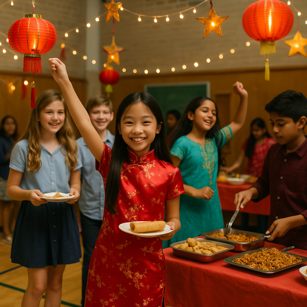 Wir feiern ein Fest aus meinem Heimatland in der Schule Foto