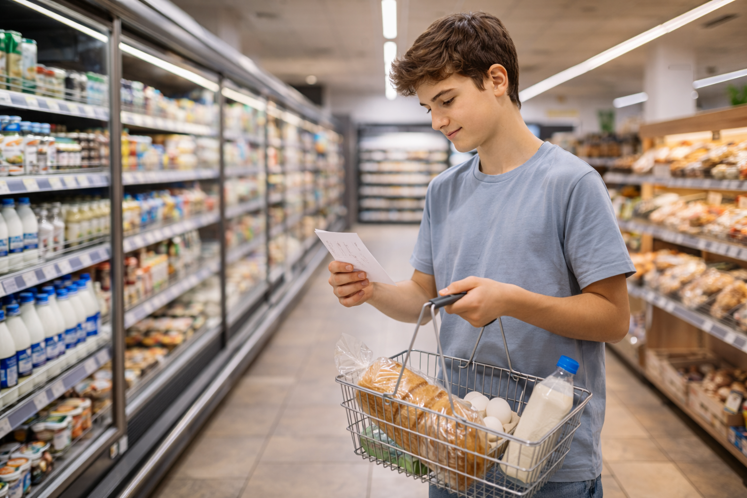 Im Supermarkt: Einkaufsliste