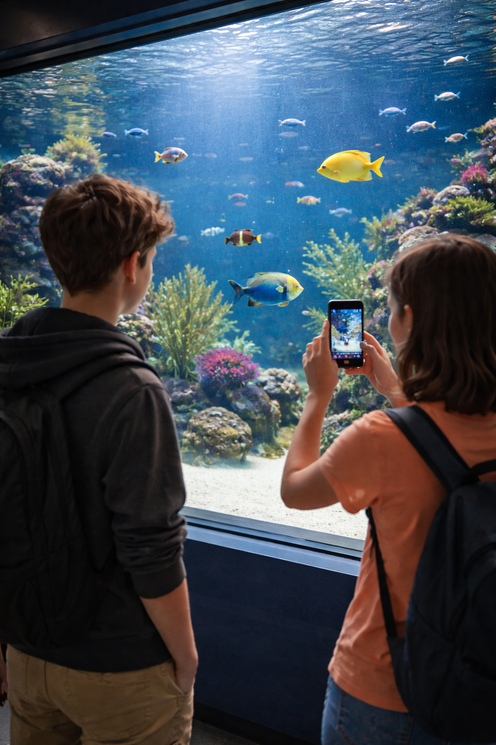 Im Ozeanarium: bunte Fische