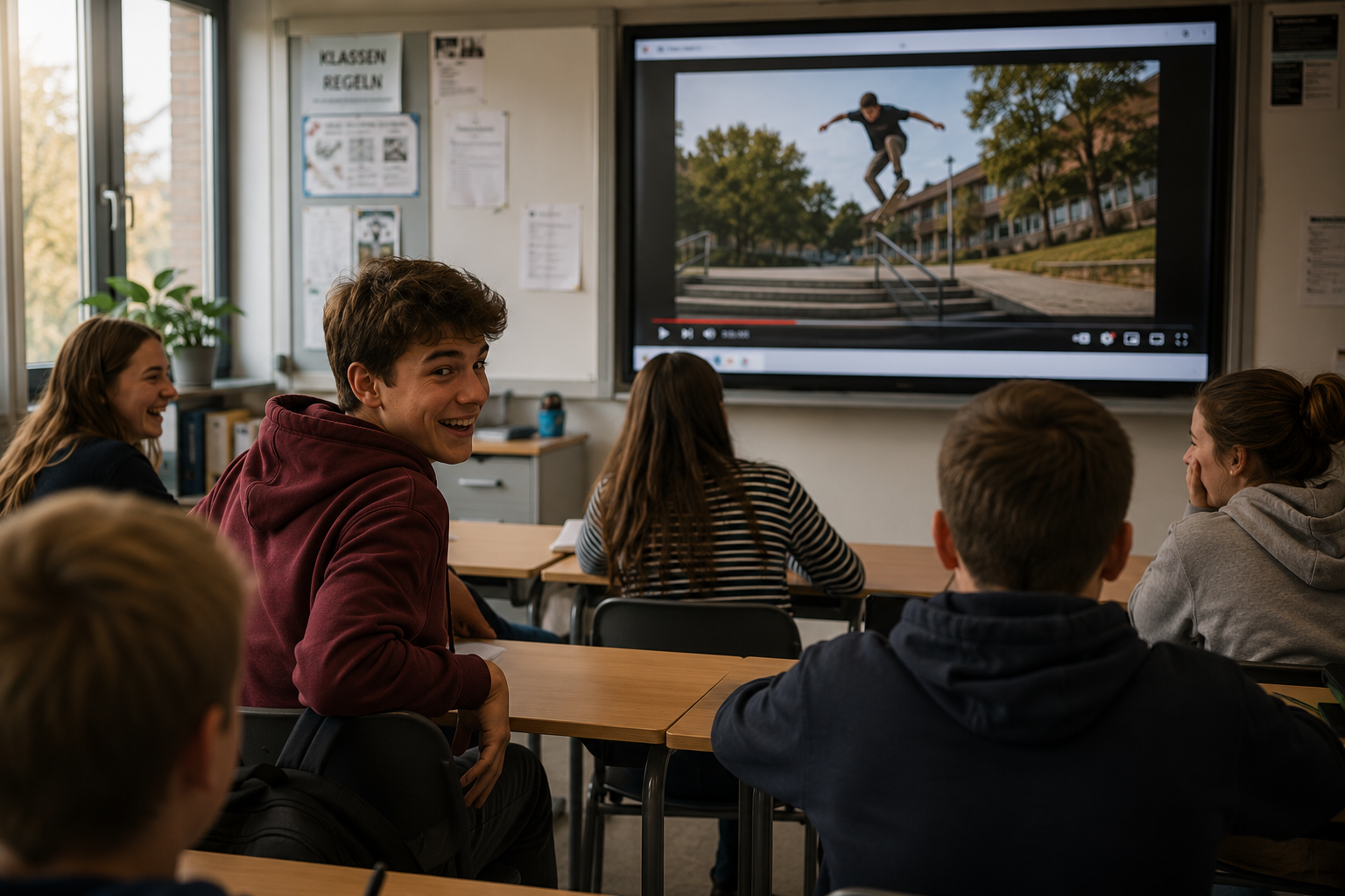 Ein Video geht durch die Klasse – Foto