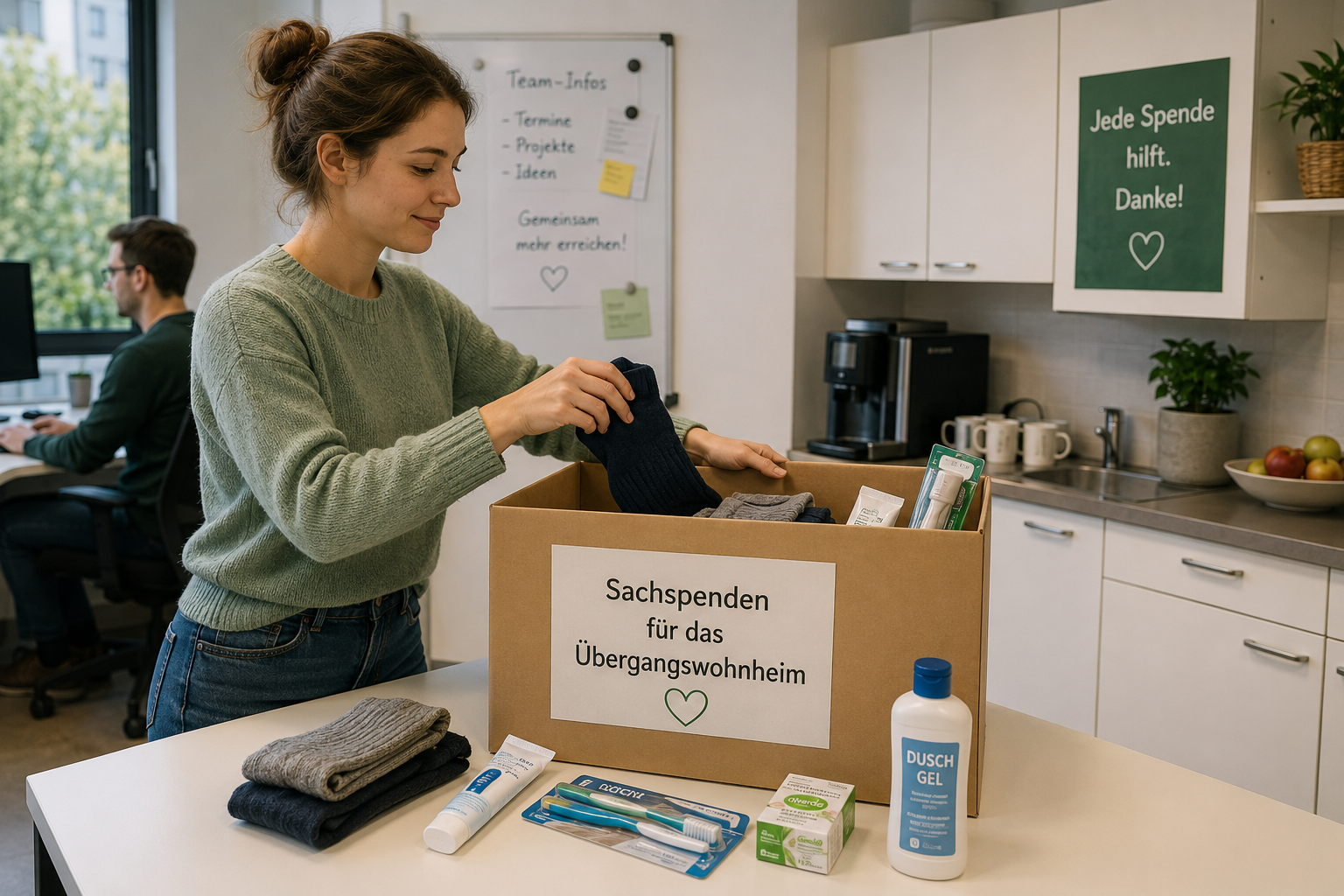 Die Spendenkiste im Büro – Foto