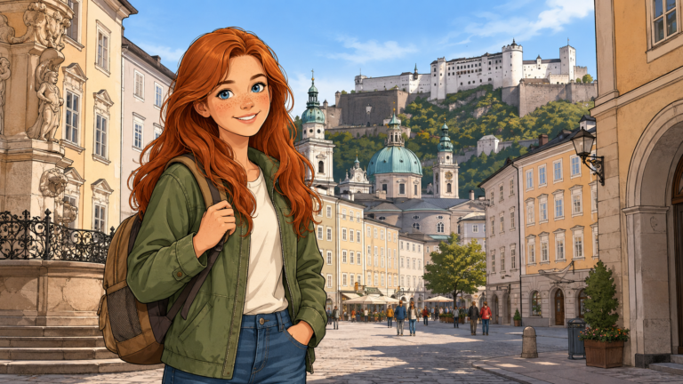 Nora Lindner steht im historischen Zentrum von Salzburg.