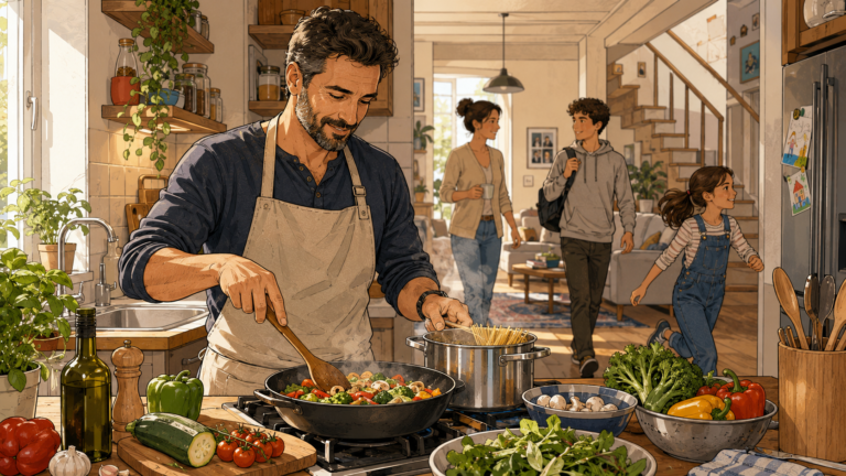 Marko Novak kocht am Sonntag in der Familienküche.