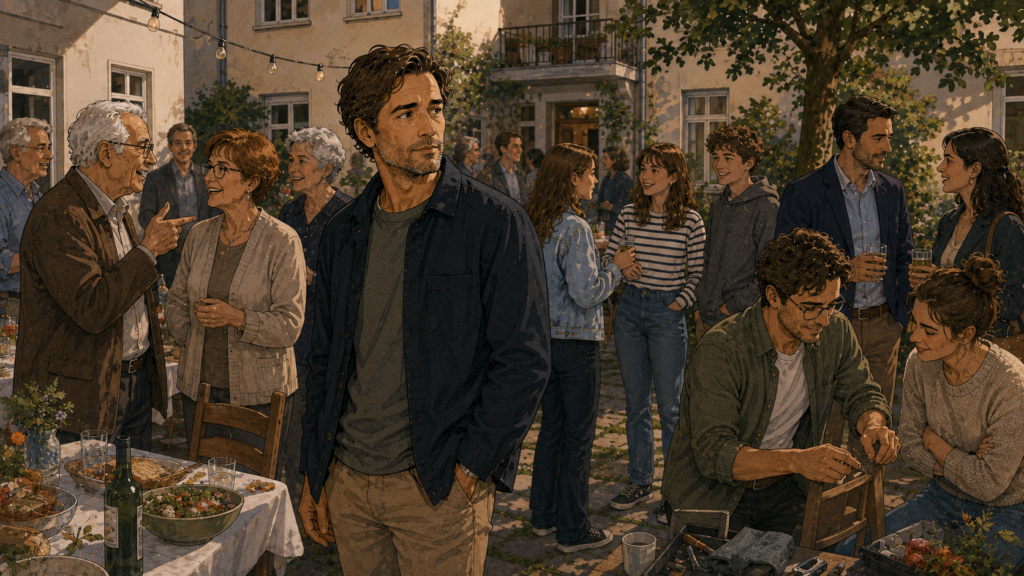 Daniel erlebt bei einem Familientreffen, wie unterschiedliche Menschen ihn in verschiedenen sozialen Rollen wahrnehmen.